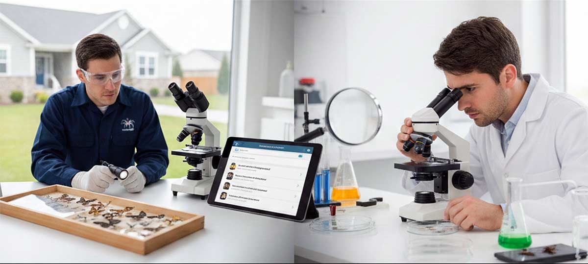 Two people, one a pest control, the other a scientist